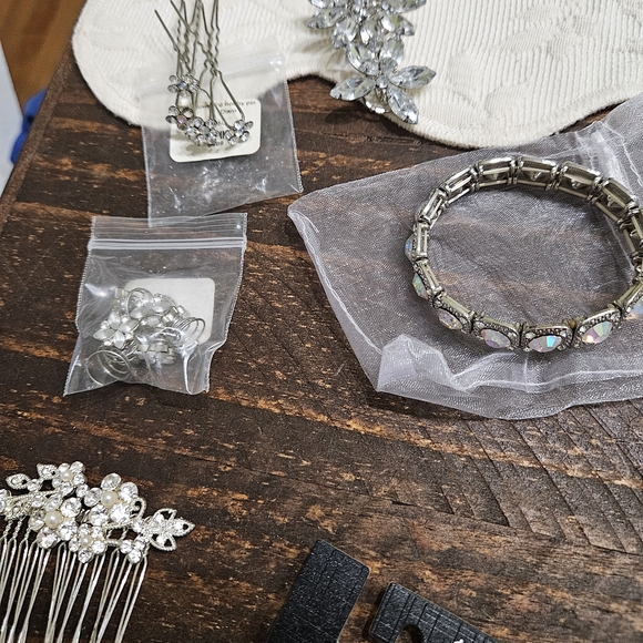 Assorted Silver-Tone Rhinestone Earrings & Necklaces - Picture 5 of 9